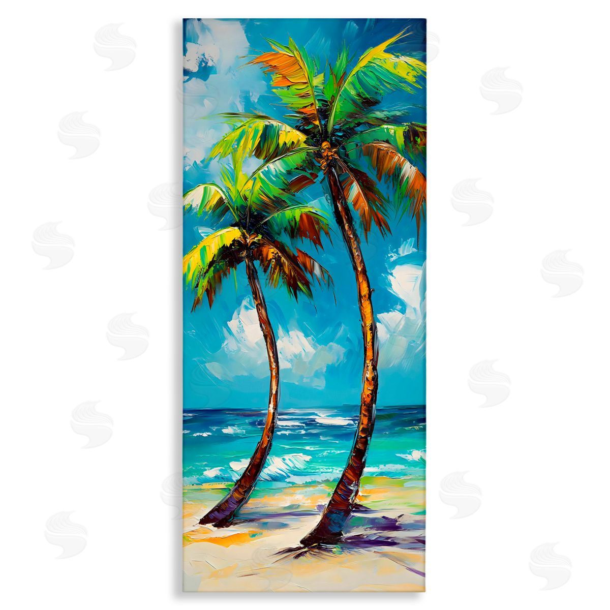 LSR Design Studio Bendy Palm Trees on Shore Canvas Wall Art Print