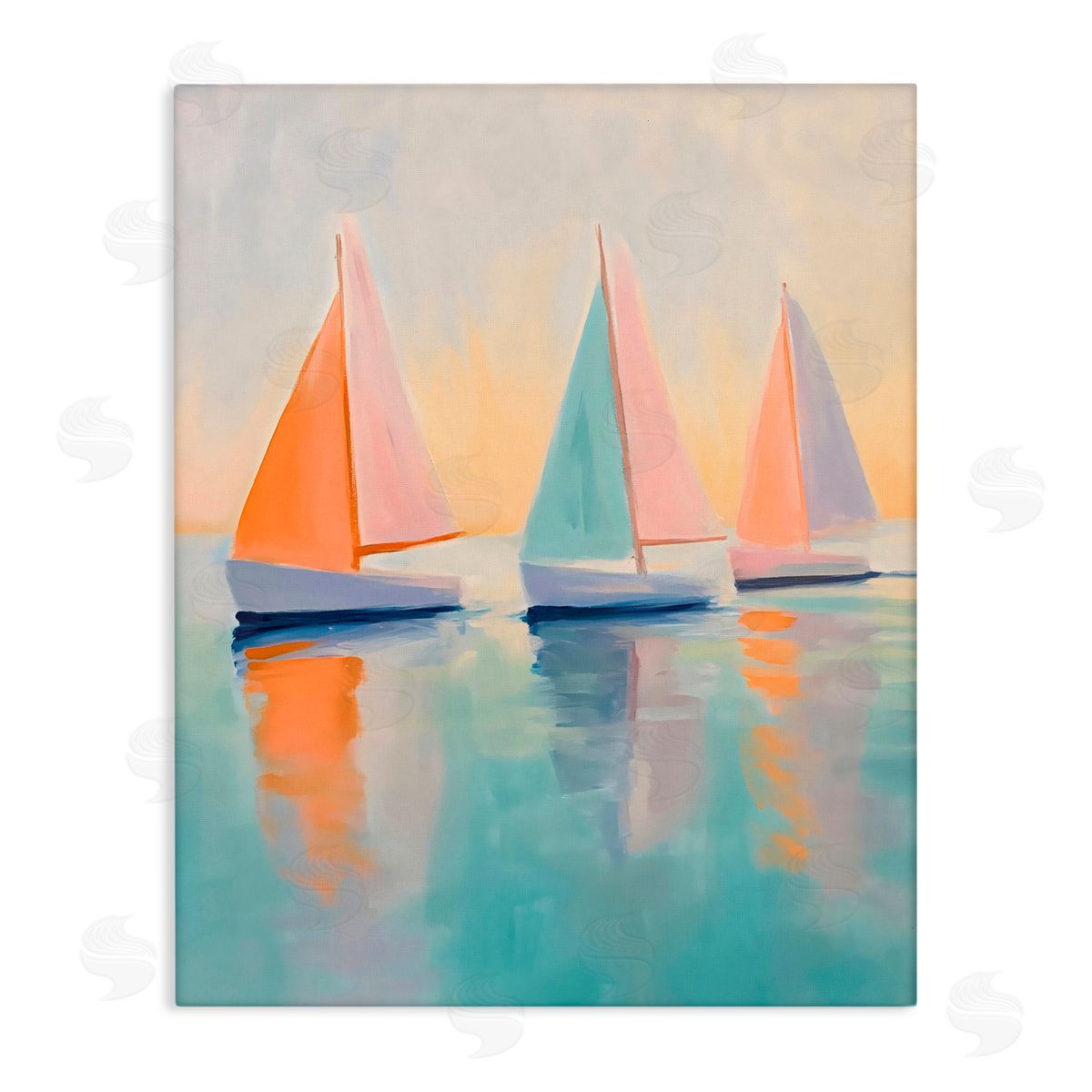 LSR Design Studio Pastel Sailboat Trio Canvas Wall Art Print