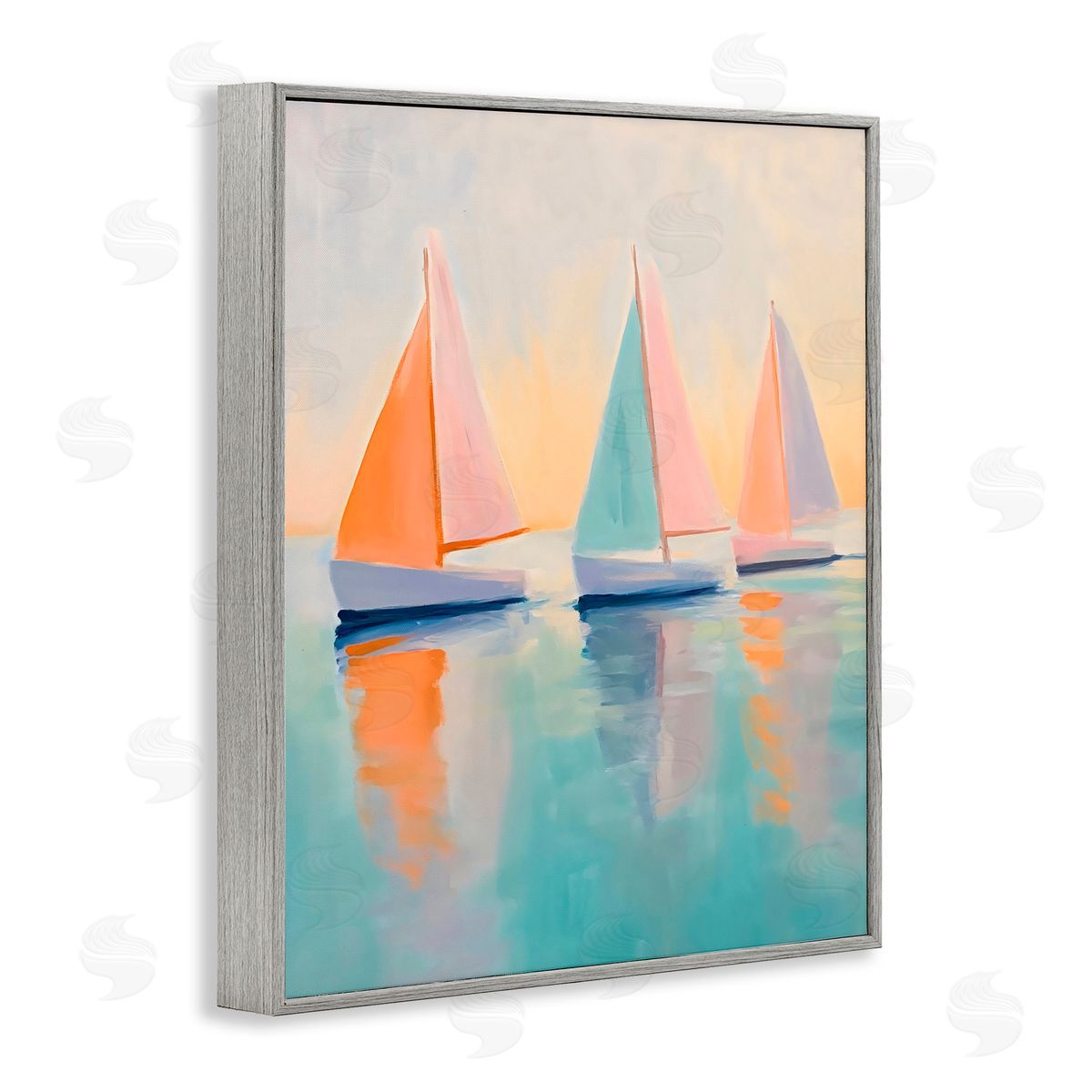 LSR Design Studio Pastel Sailboat Trio Gray Framed Giclee Art Print