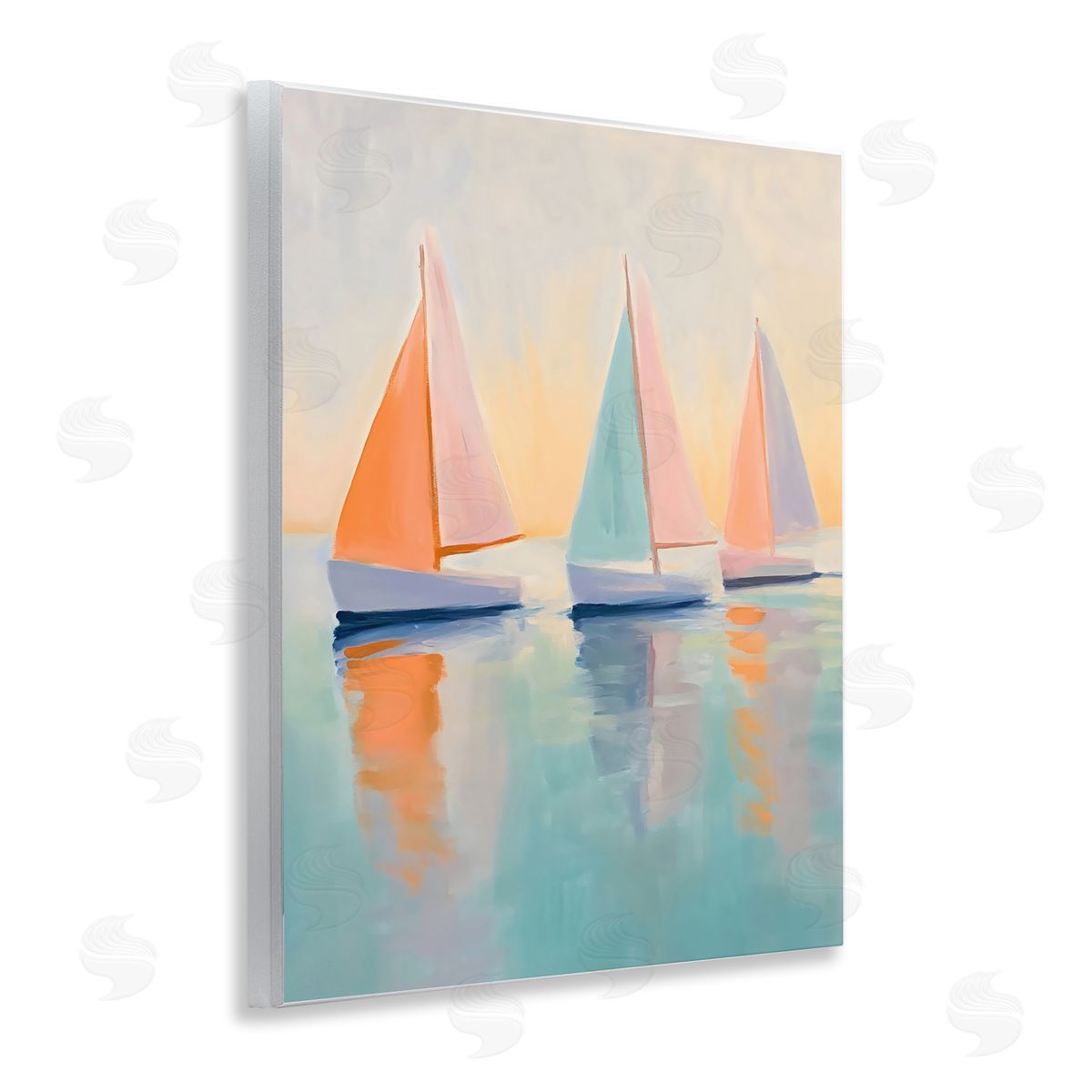 LSR Design Studio Pastel Sailboat Trio Wall Plaque Art Print