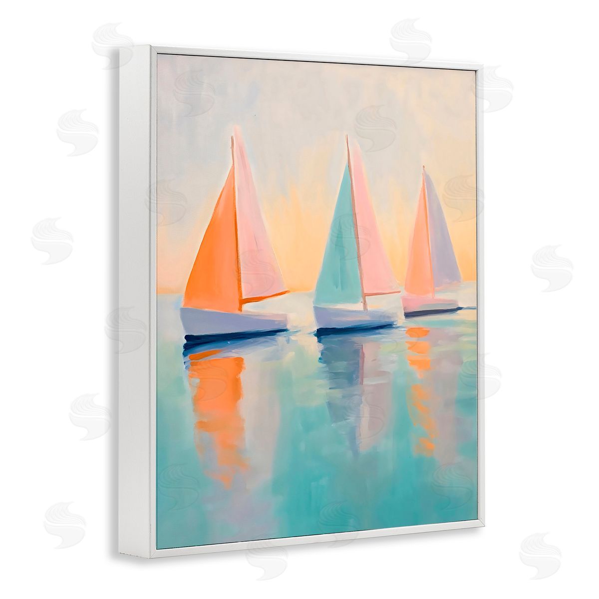 LSR Design Studio Pastel Sailboat Trio White Frame Giclee Art Print