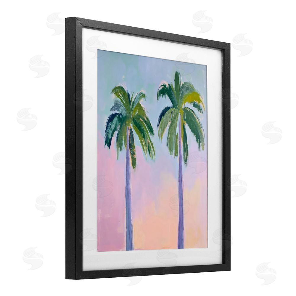 LSR Design Studio Pastel Skies And Palms Black Framed Print Under Glass Art