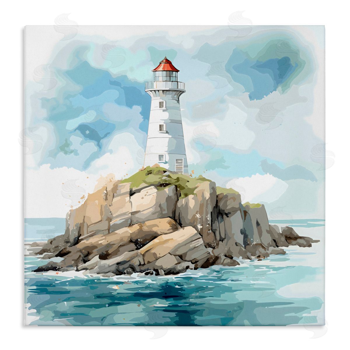 LSR Design Studio Red Roof Lighthouse Canvas Wall Art Print