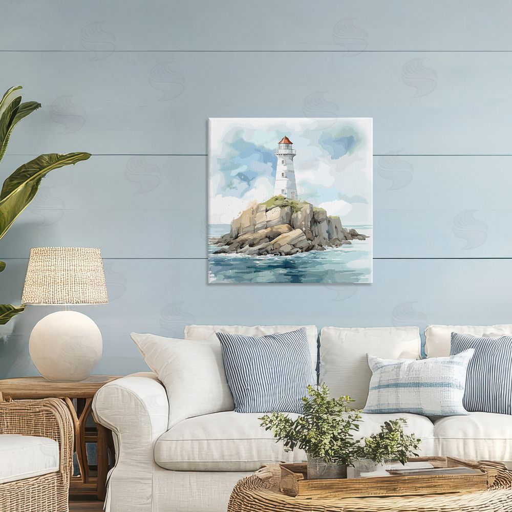 LSR Design Studio Red Roof Lighthouse Printed Wall Art in Room