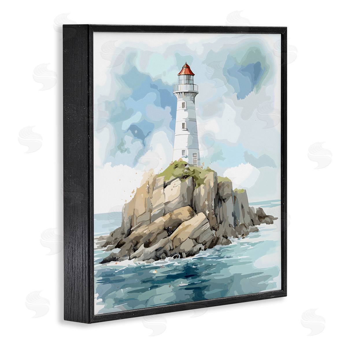 LSR Design Studio Red Roof Lighthouse Black Framed Giclee Art Print