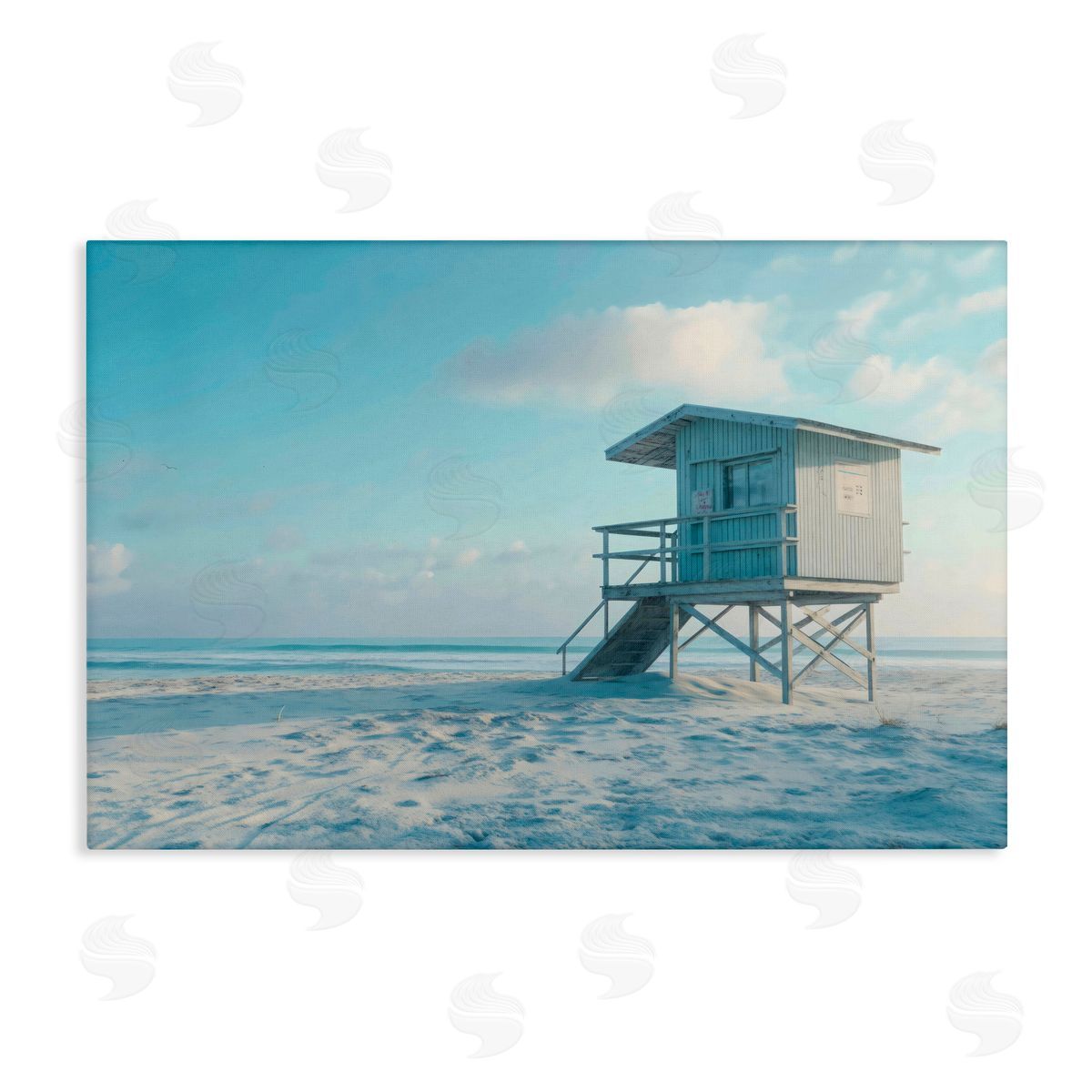 LSR Design Studio Blue And White Beach Scene Canvas Wall Art Print