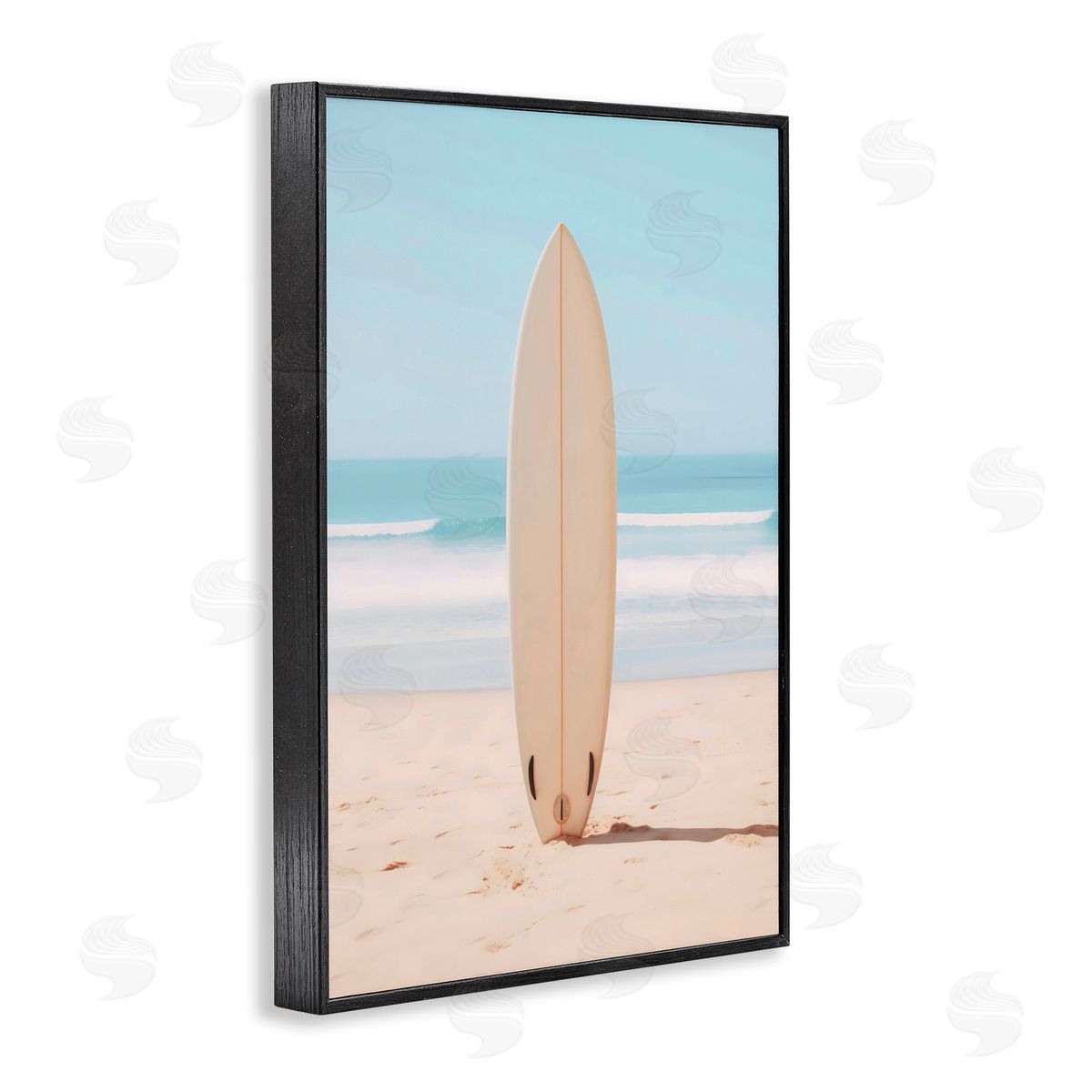 LSR Design Studio Neutral Centered Surfboard Black Framed Giclee Art Print