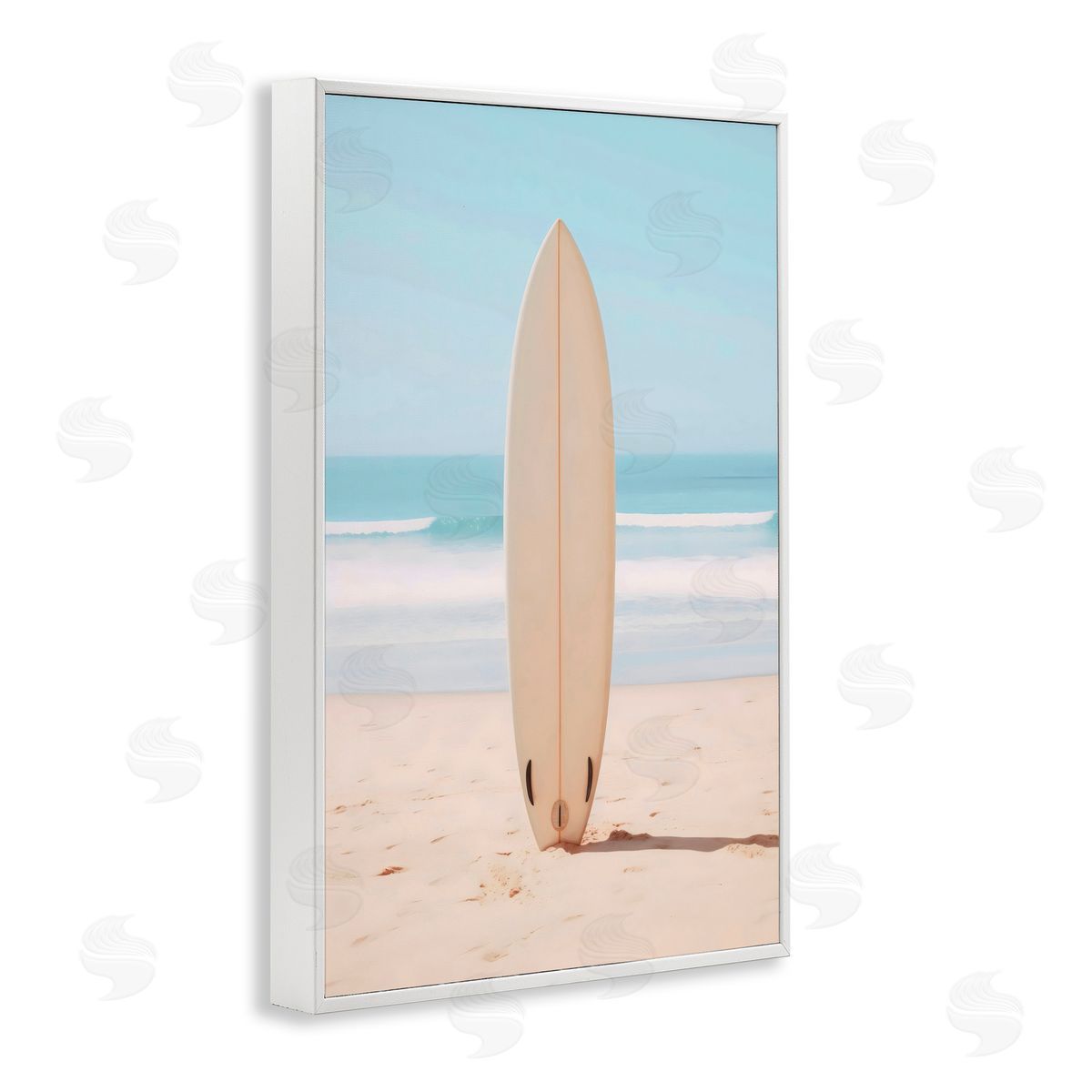 LSR Design Studio Neutral Centered Surfboard White Frame Giclee Art Print