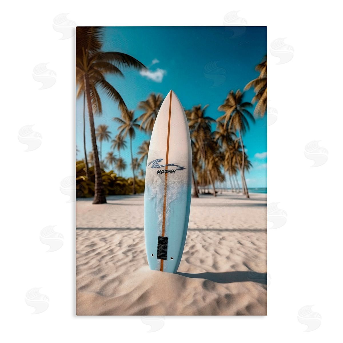 LSR Design Studio Standing Surfboard Coastal Blur Canvas Wall Art Print