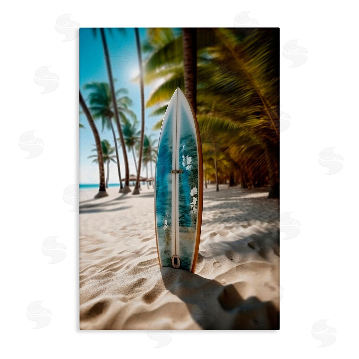 LSR Design Studio Blue Surfboard Coastal Blur Canvas Wall Art Print