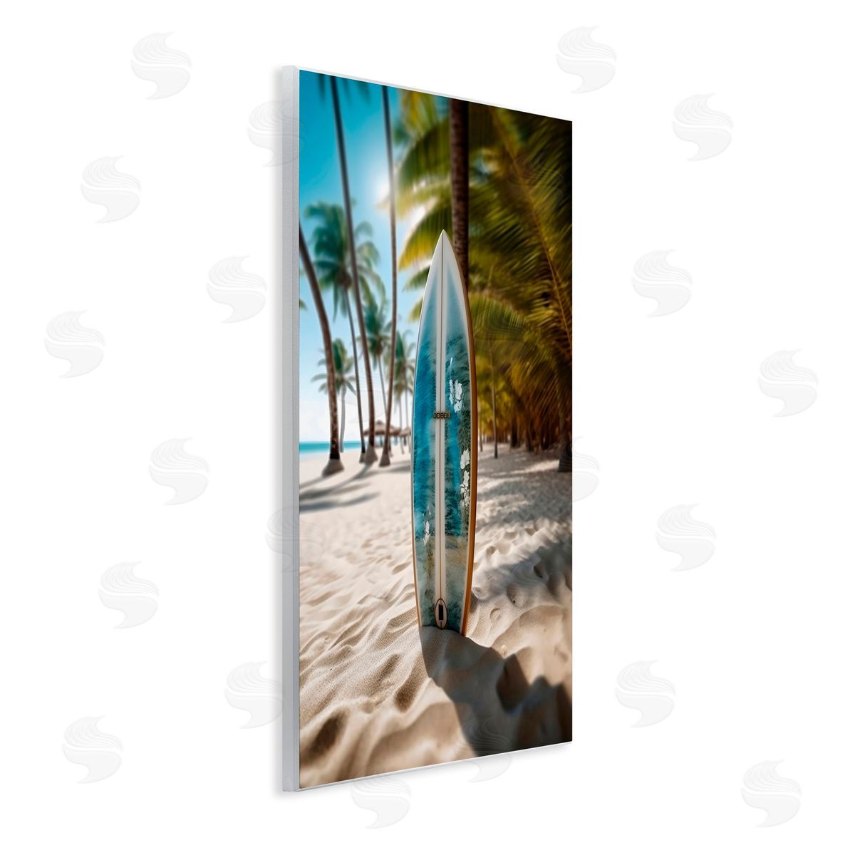 LSR Design Studio Blue Surfboard Coastal Blur Wall Plaque Art Print