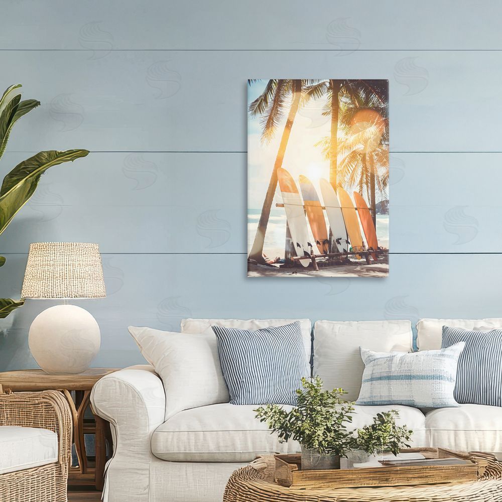 LSR Design Studio Glowing Bokeh Sunshine Surf Printed Wall Art in Room