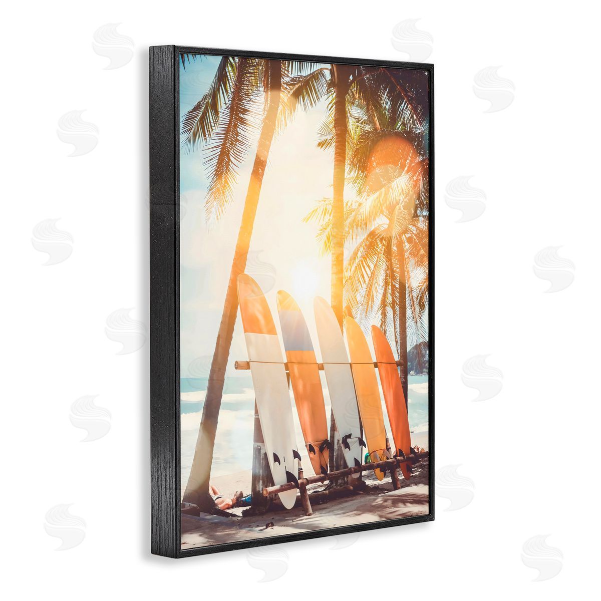 LSR Design Studio Glowing Bokeh Sunshine Surf Black Framed Giclee Art Print