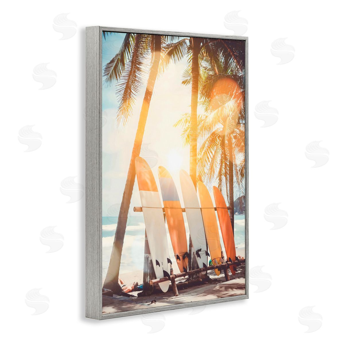 LSR Design Studio Glowing Bokeh Sunshine Surf Gray Framed Giclee Art Print