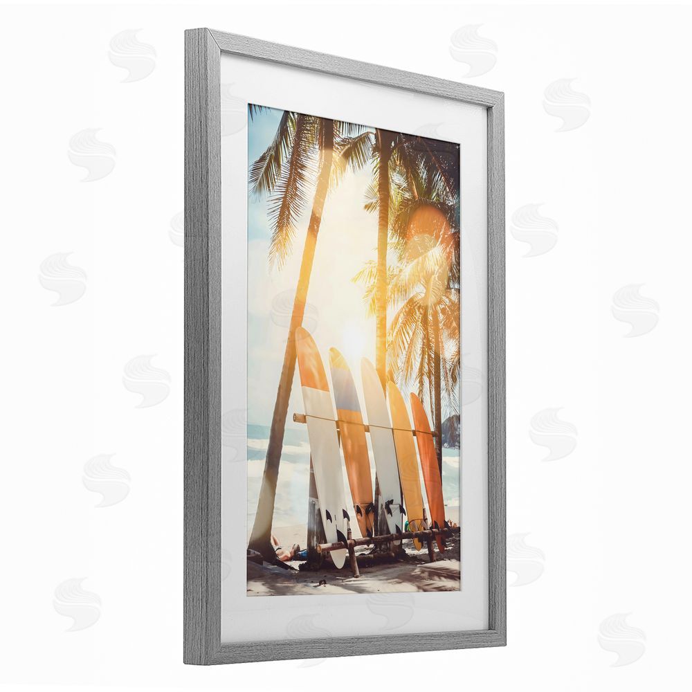 LSR Design Studio Glowing Bokeh Sunshine Surf Gray Framed Print Under Glass Art