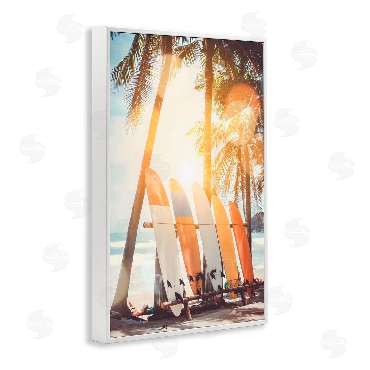 LSR Design Studio Glowing Bokeh Sunshine Surf White Frame Giclee Art Print