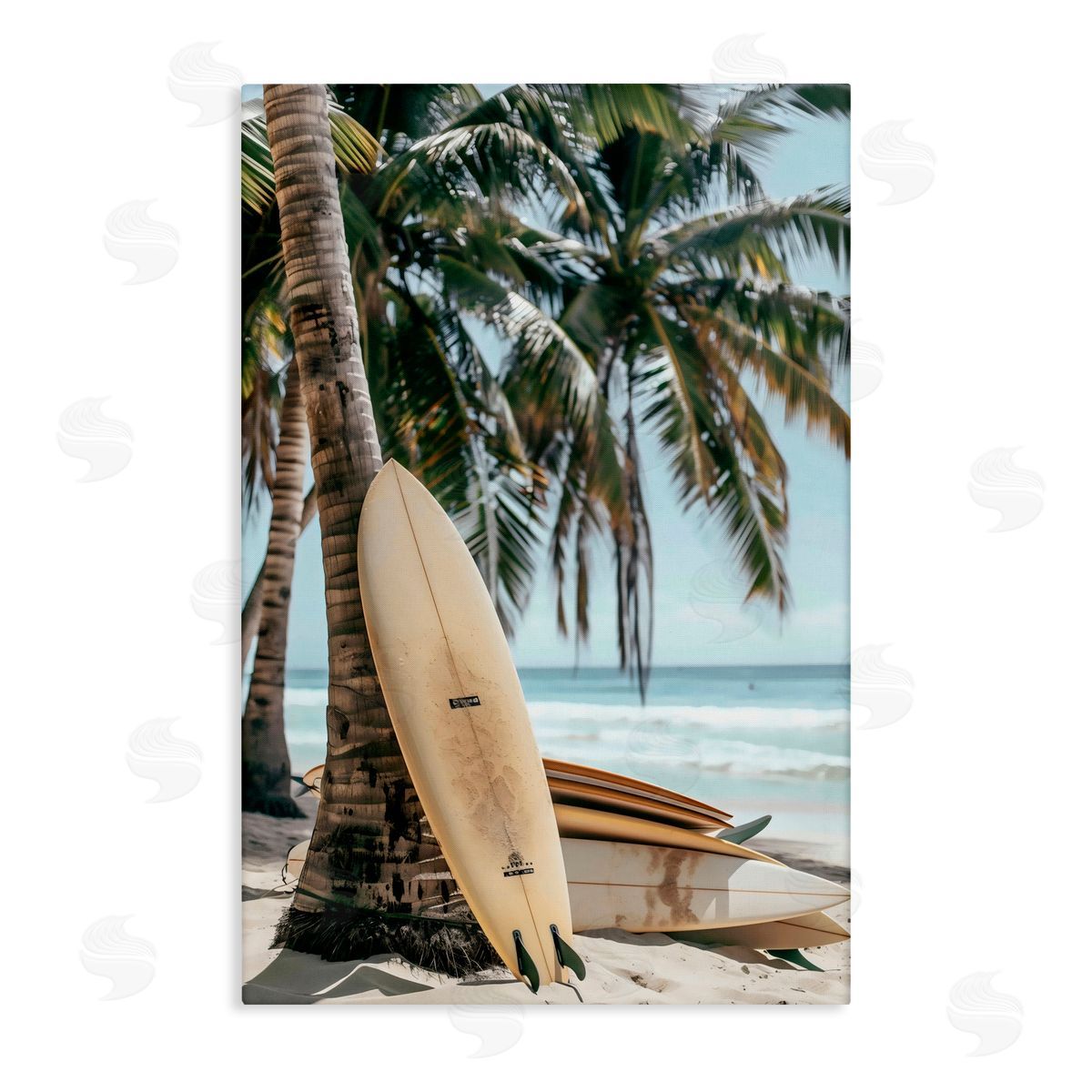 LSR Design Studio Stacked Surfboards & Palm Tree Canvas Wall Art Print