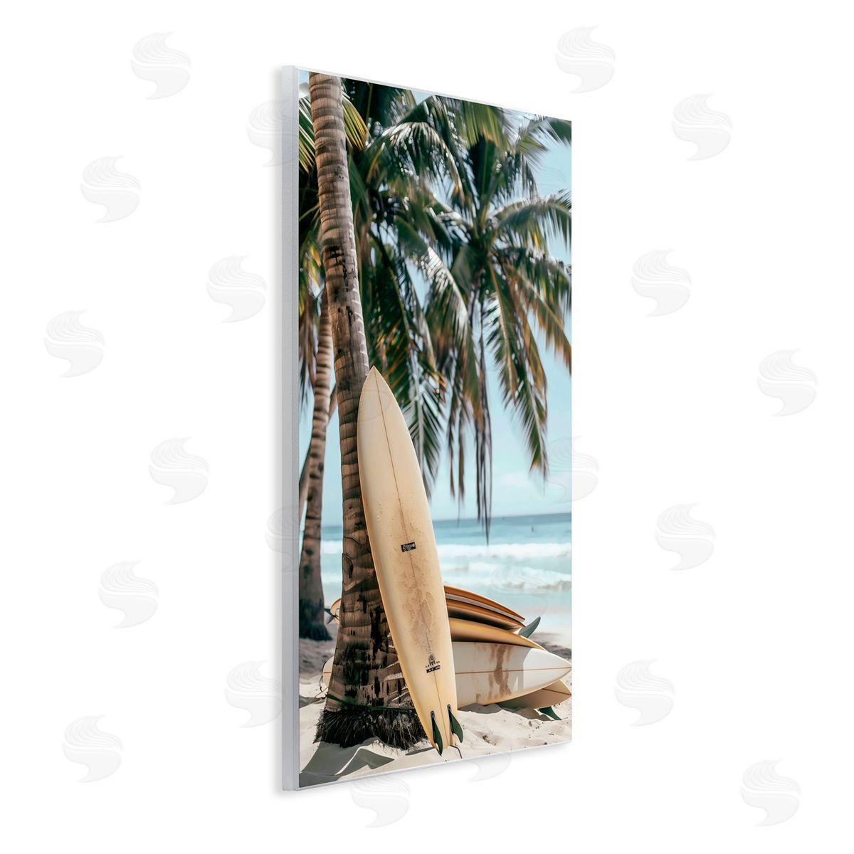 LSR Design Studio Stacked Surfboards & Palm Tree Wall Plaque Art Print