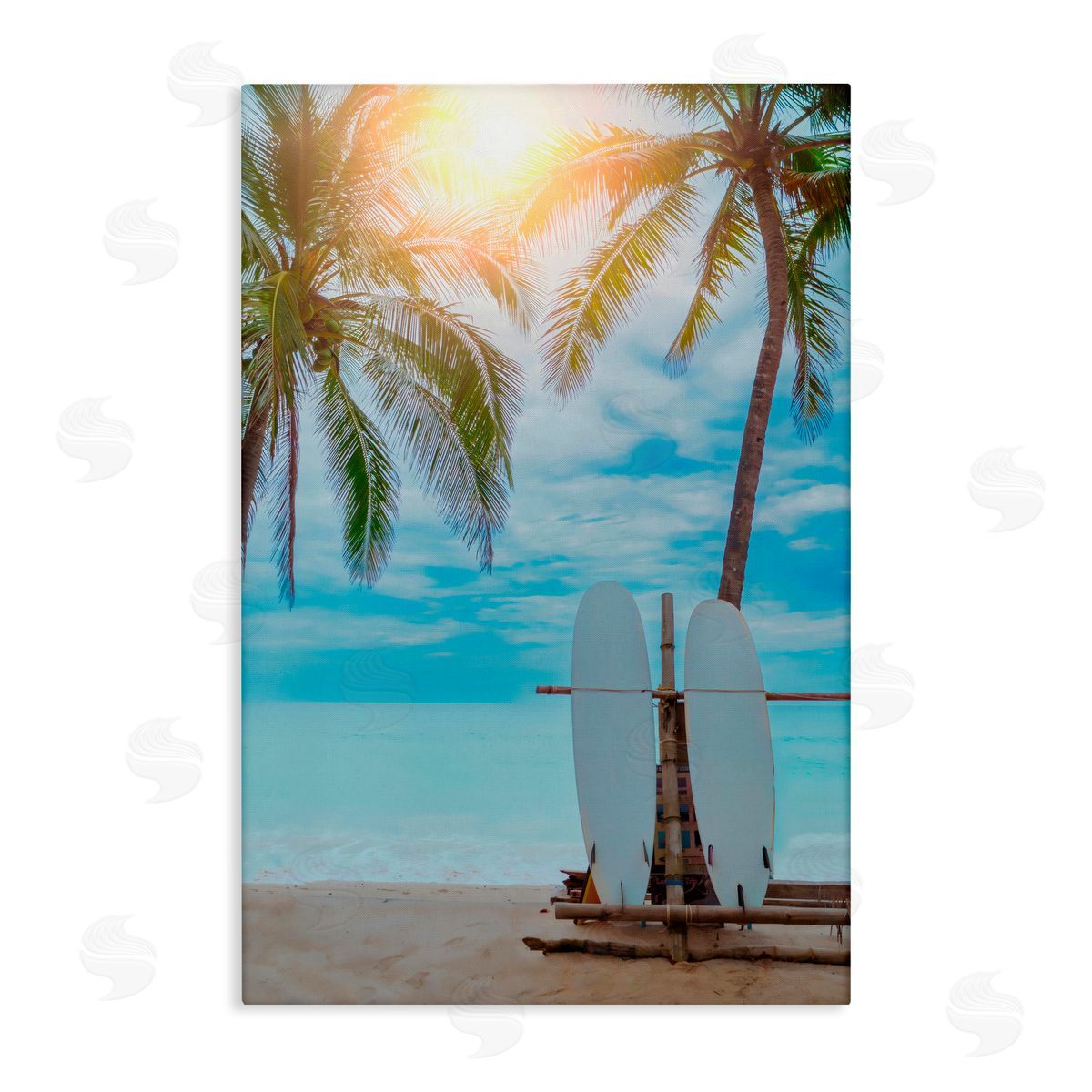 LSR Design Studio Surf For Two at Sunrise Canvas Wall Art Print