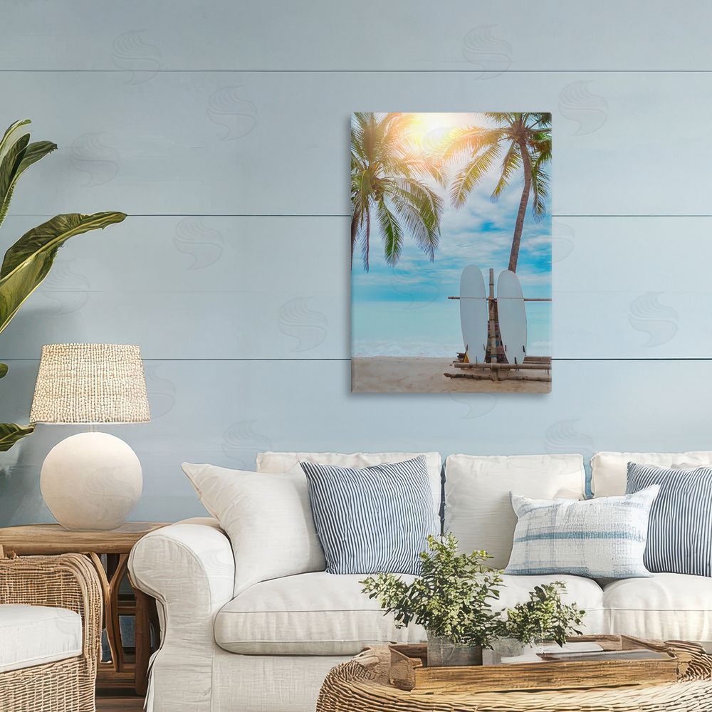LSR Design Studio Surf For Two at Sunrise Printed Wall Art in Room