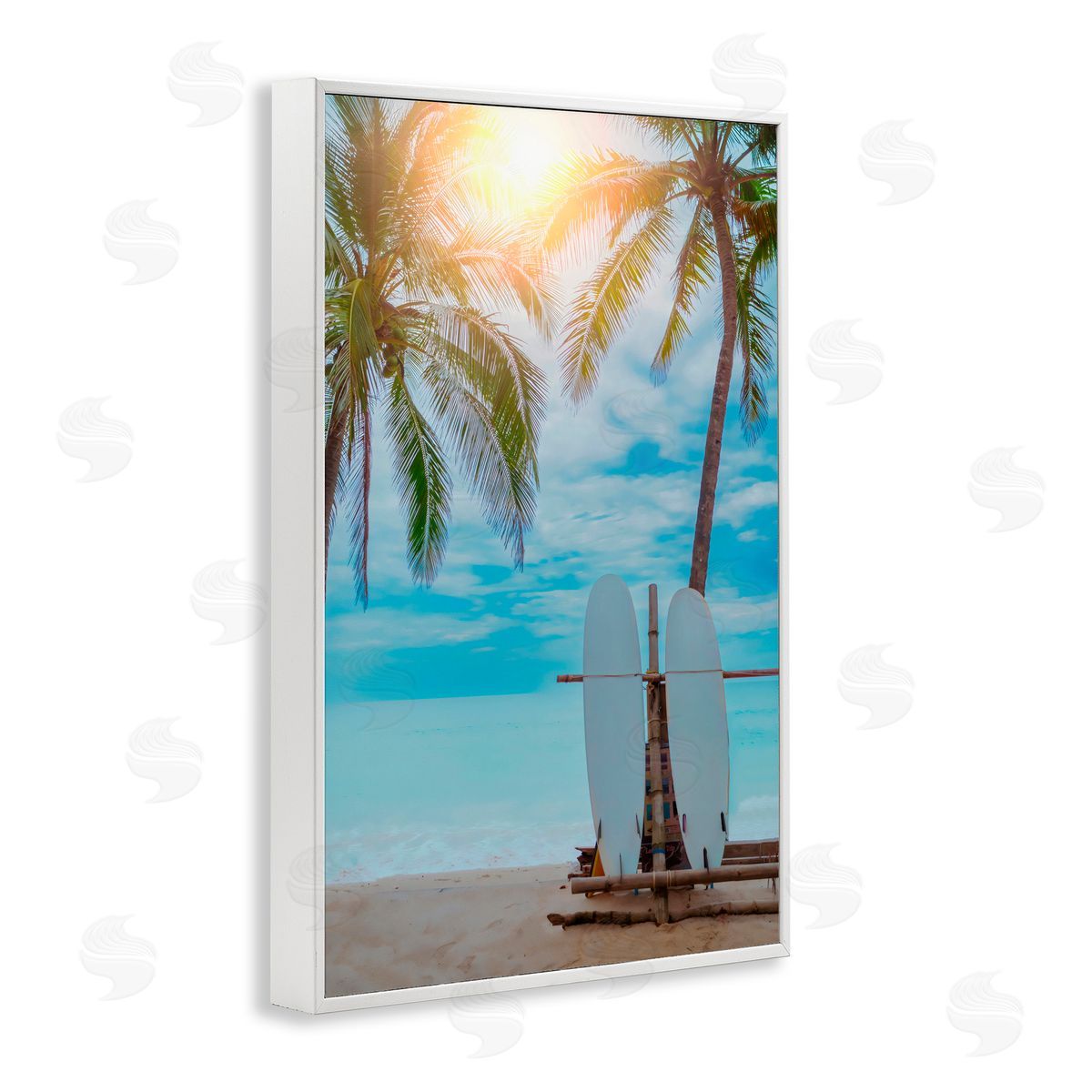 LSR Design Studio Surf For Two at Sunrise White Frame Giclee Art Print