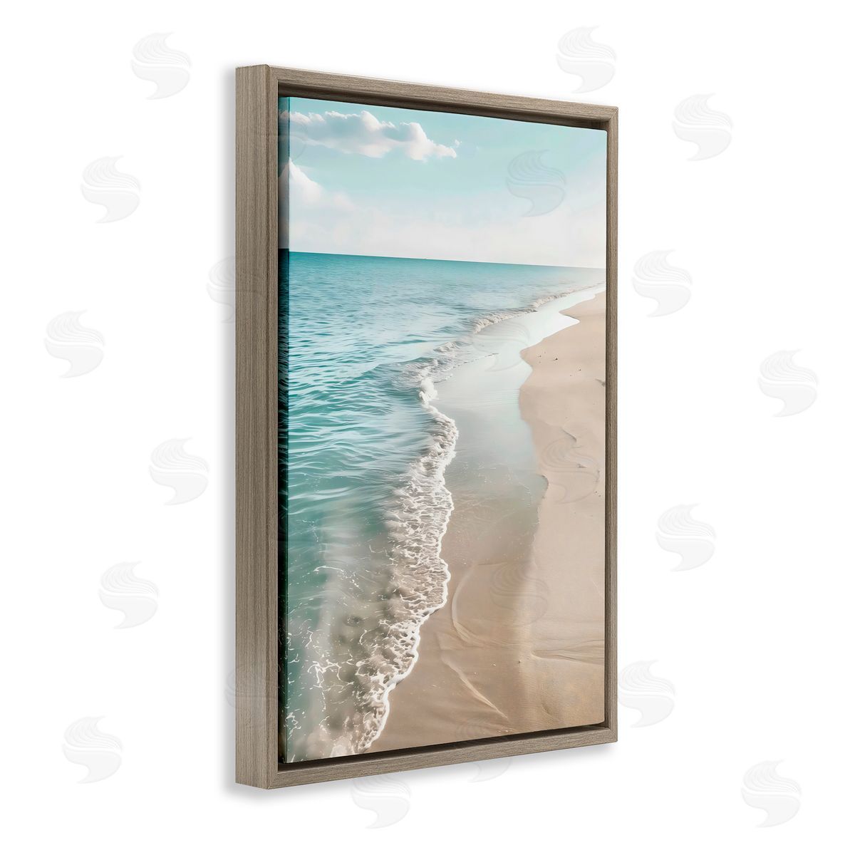 Creative Studio Vast Shoreline Into Distance Brown Floating Frame Canvas Art Print