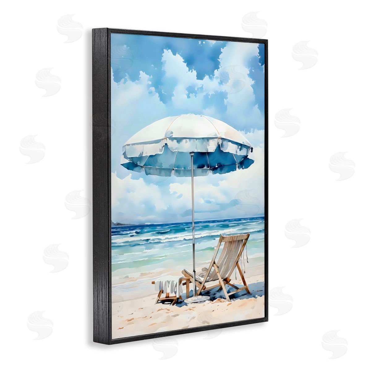 LSR Design Studio Calm Ocean Waves Vacation Black Framed Giclee Art Print