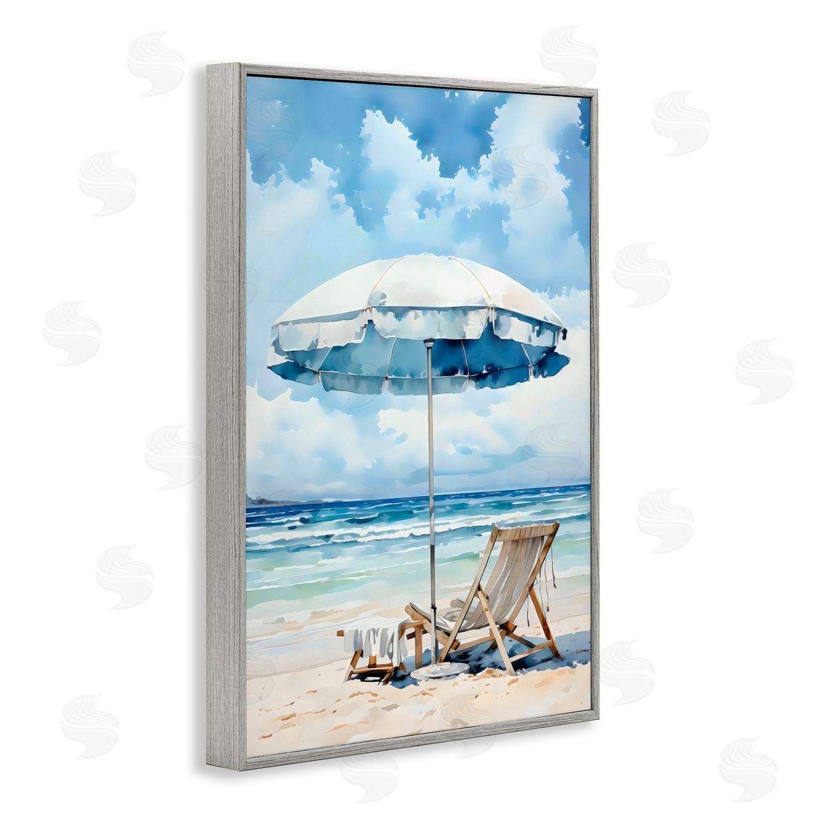 LSR Design Studio Calm Ocean Waves Vacation Gray Framed Giclee Art Print