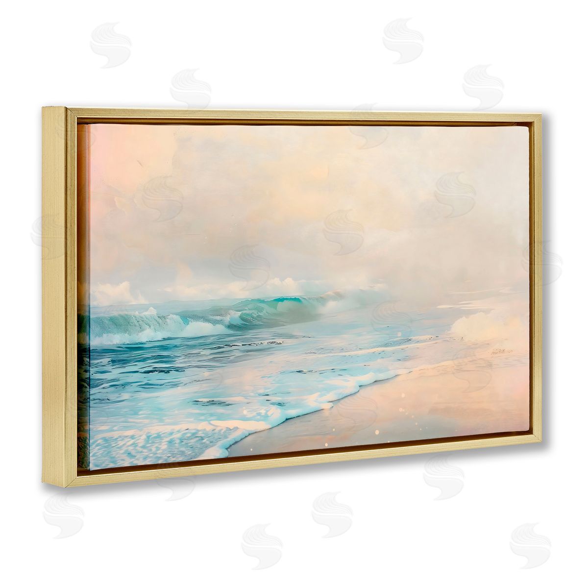 Creative Studio Pale Beach Fading Neutrals Gold Floating Frame Canvas Art Print
