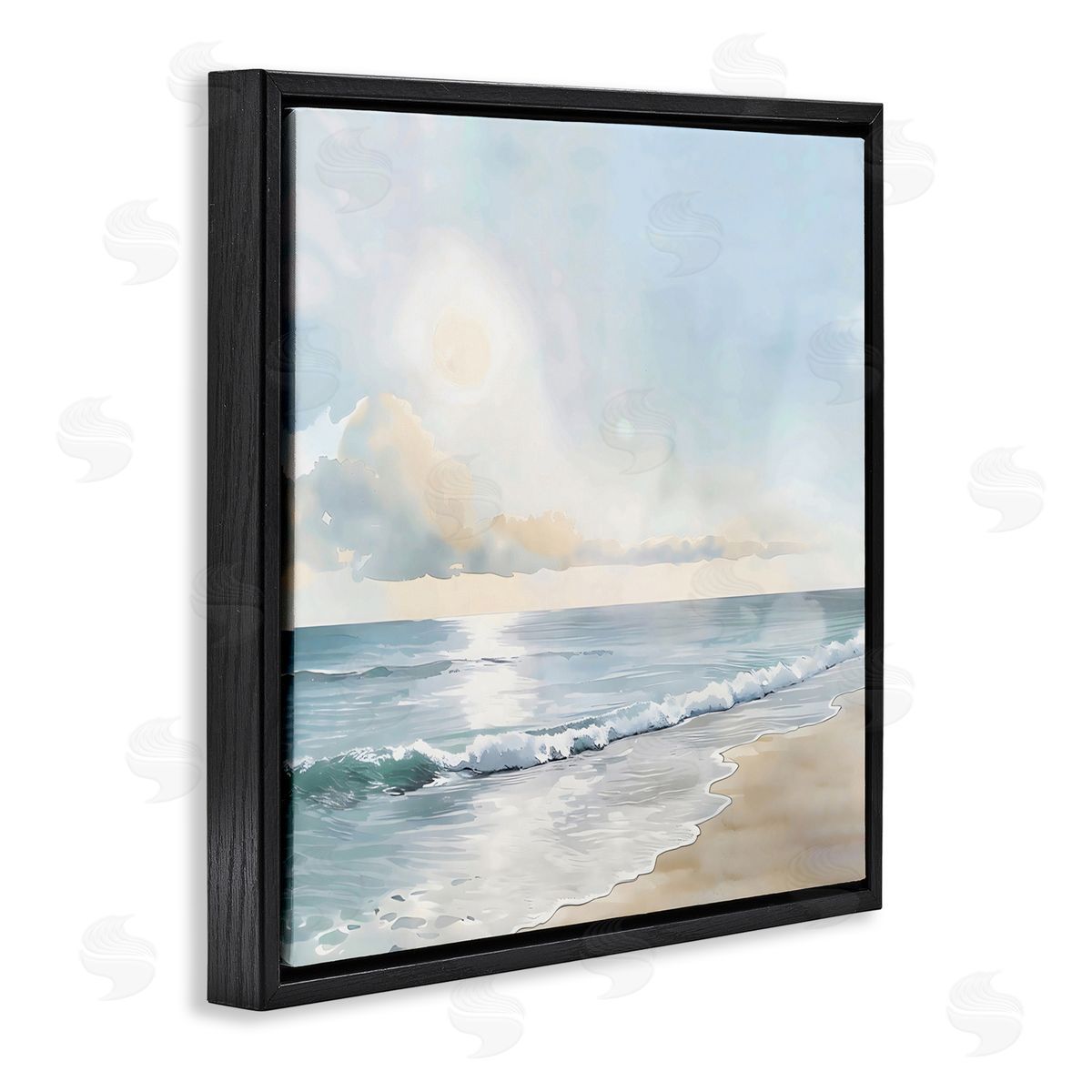 Creative Studio Blue Seascape Overhead Cloud Black Floating Frame Canvas Wall Art Print