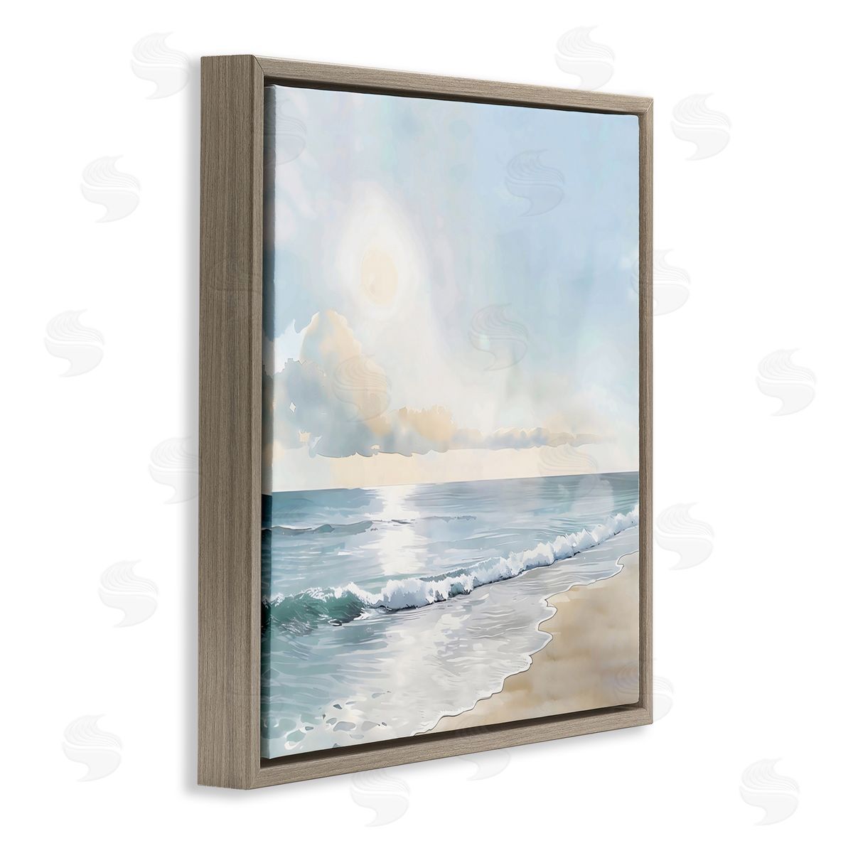 Creative Studio Blue Seascape Overhead Cloud Brown Floating Frame Canvas Art Print