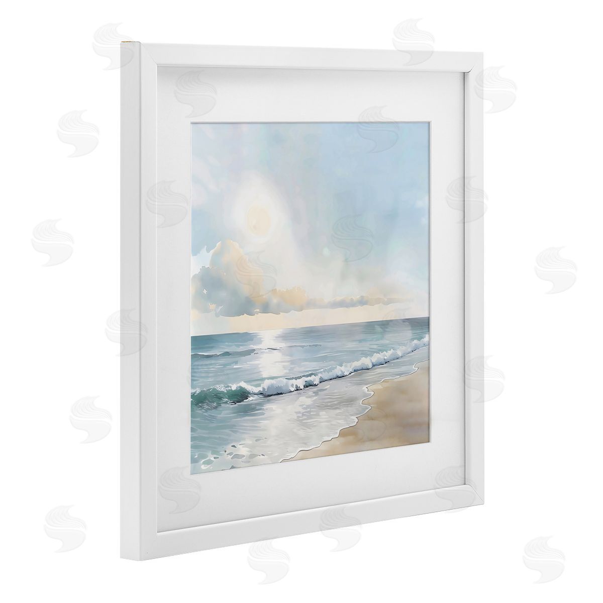 Creative Studio Blue Seascape Overhead Cloud White Framed Print Under Glass Art