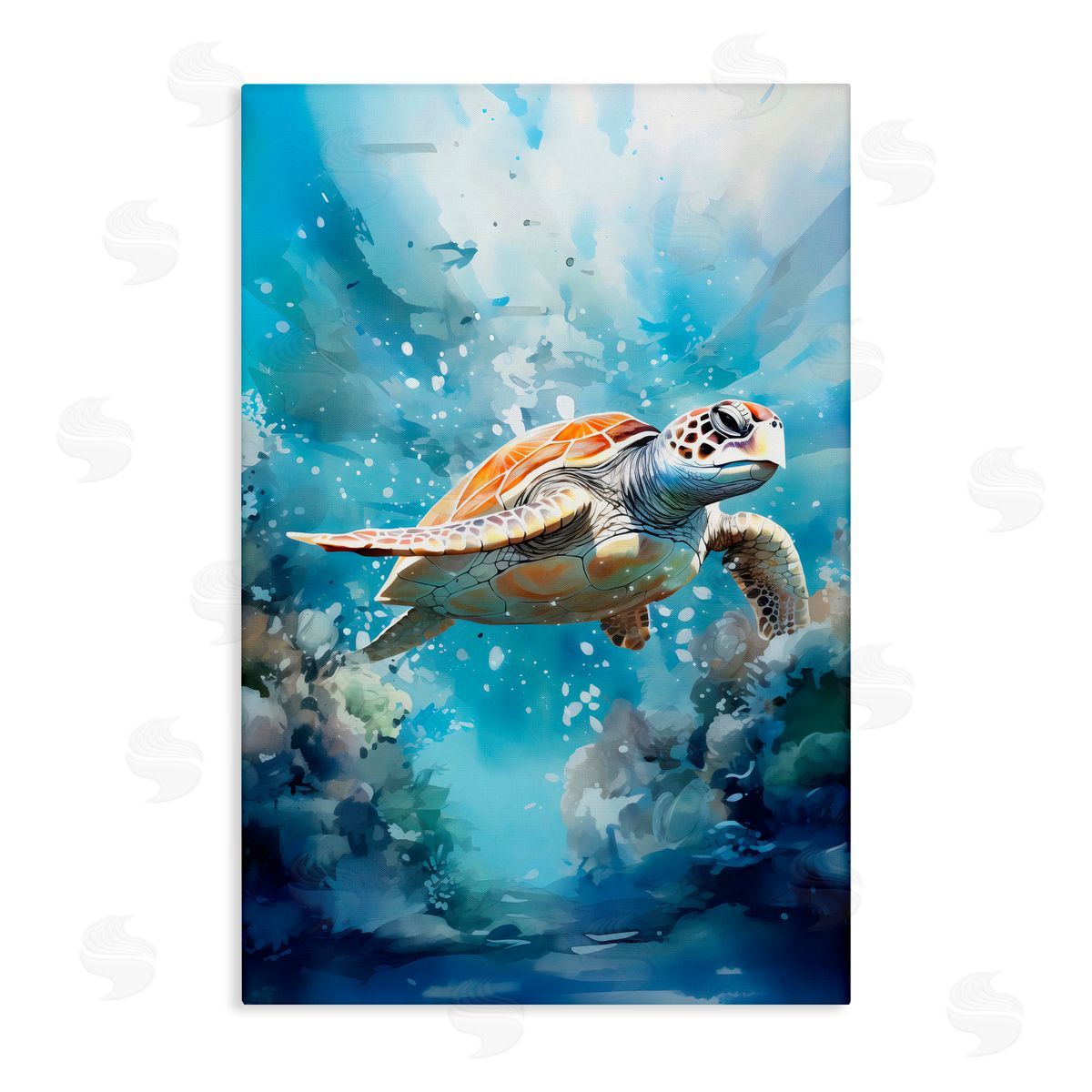 LSR Design Studio Ocean Waves Turtle Undersea Canvas Wall Art Print