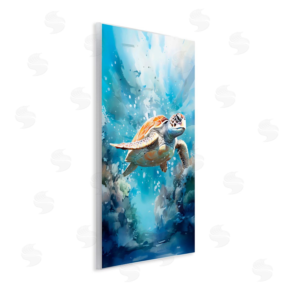 LSR Design Studio Ocean Waves Turtle Undersea Wall Plaque Art Print