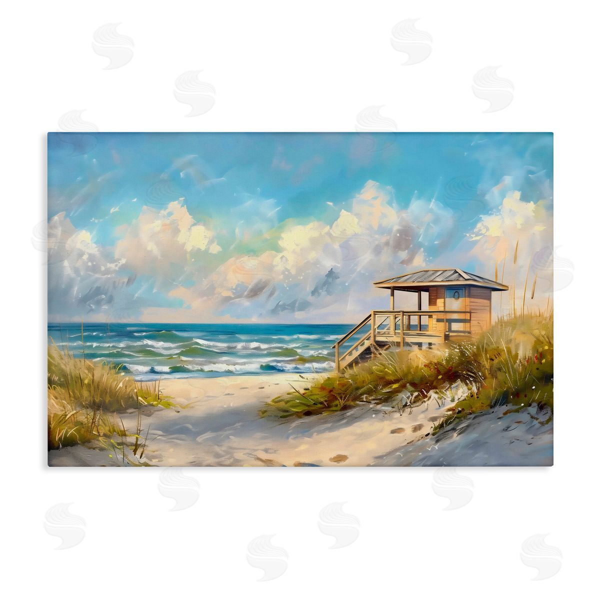 LSR Design Studio Beach Overlook Lifeguard Hut Canvas Wall Art Print