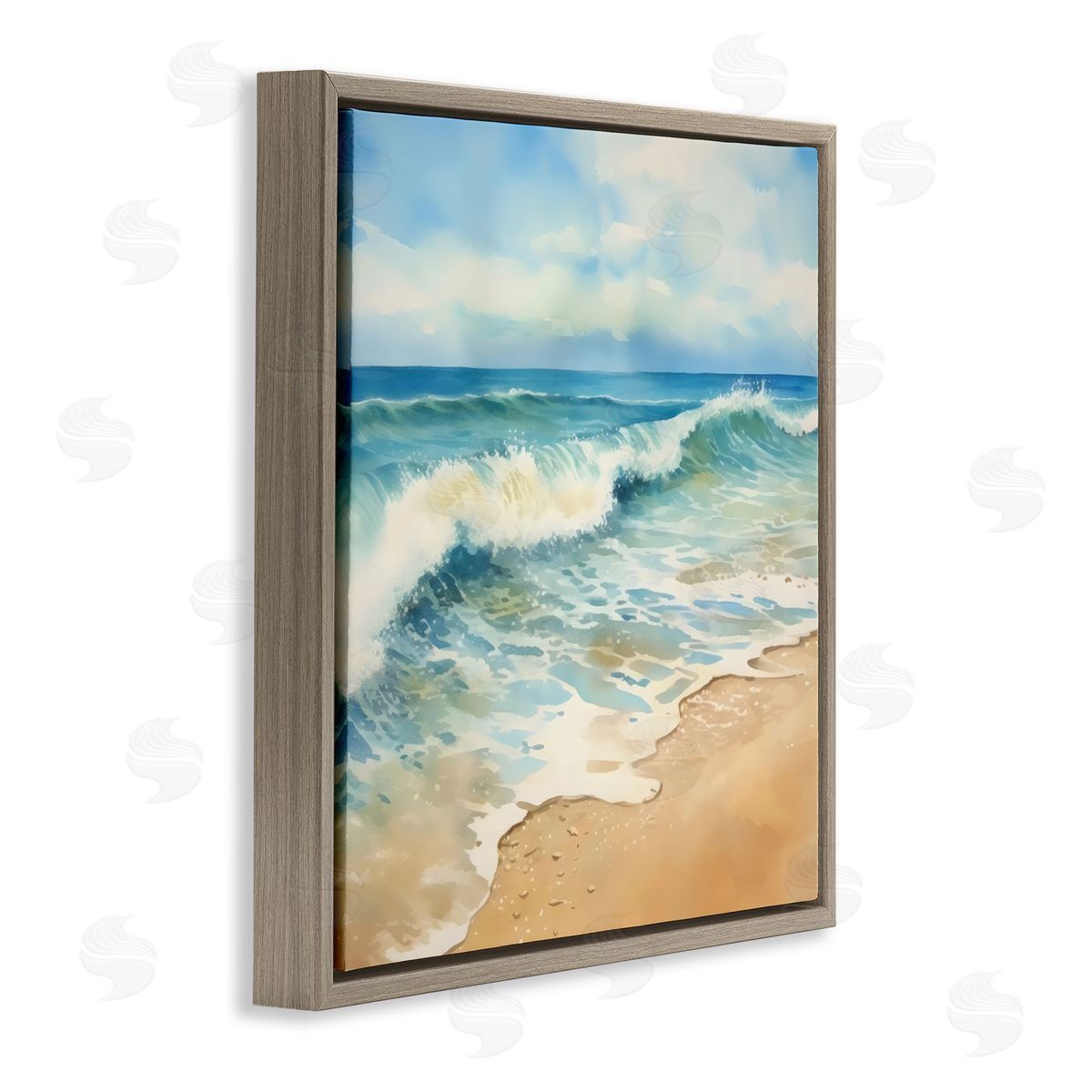 LSR Design Studio Hear The Waves Coast Brown Floating Frame Canvas Art Print