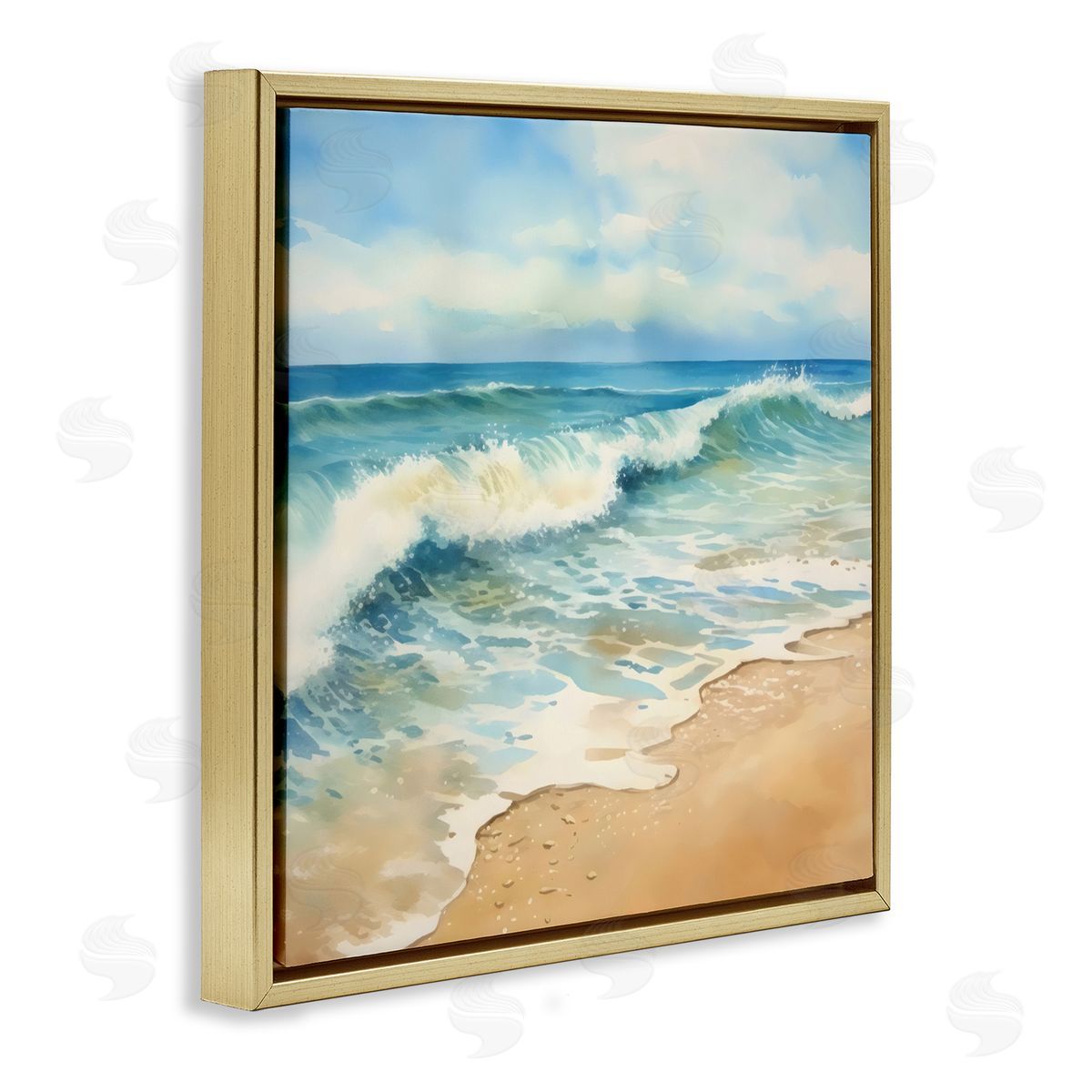 LSR Design Studio Hear The Waves Coast Gold Floating Frame Canvas Art Print