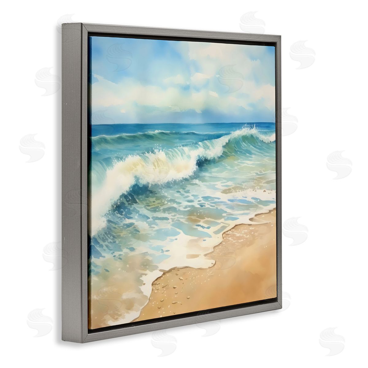 LSR Design Studio Hear The Waves Coast Gray Floating Frame Canvas Art Print