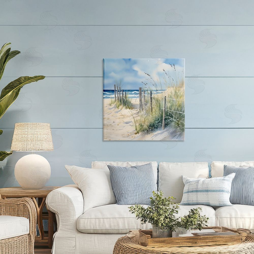 LSR Design Studio Breezy Seaside Grasses Printed Wall Art in Room