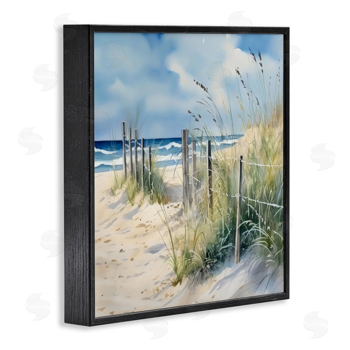 LSR Design Studio Breezy Seaside Grasses Black Framed Giclee Art Print