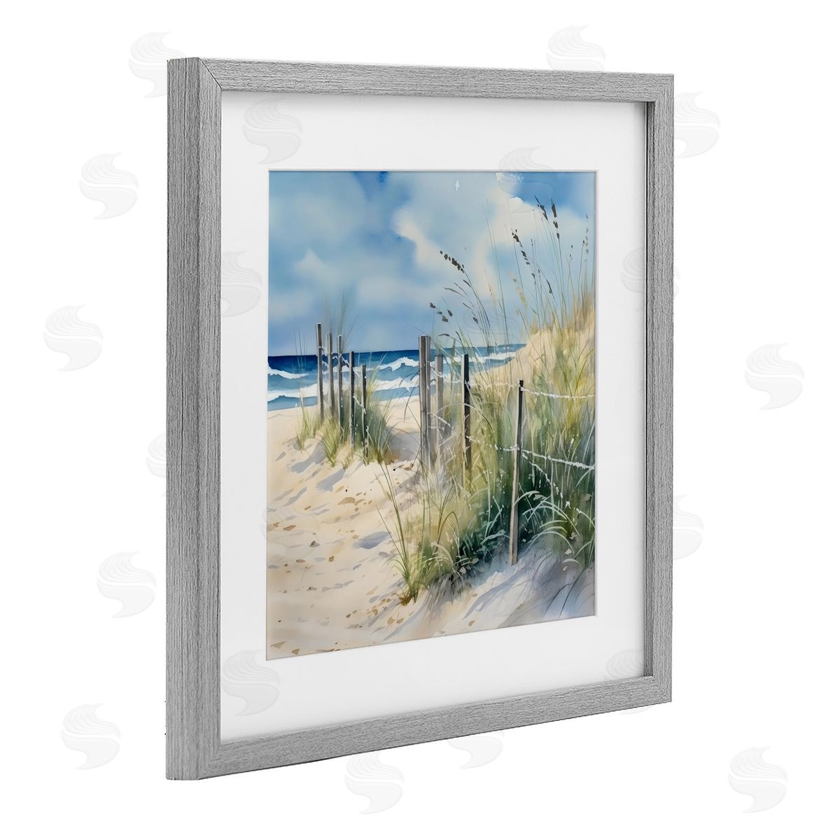 LSR Design Studio Breezy Seaside Grasses Gray Framed Print Under Glass Art