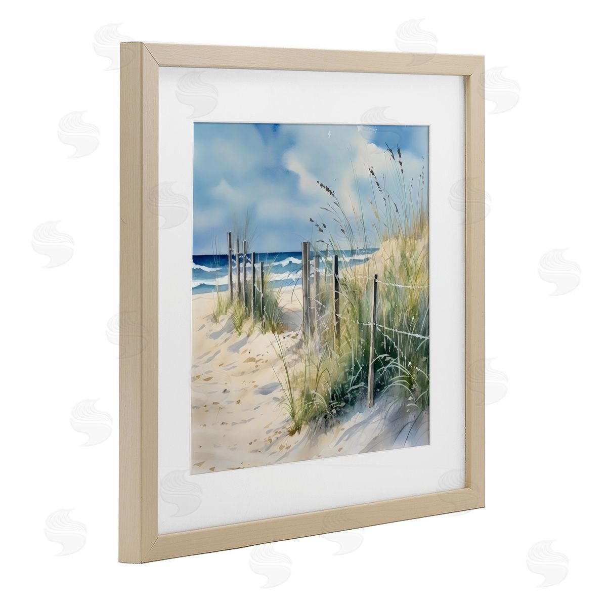 LSR Design Studio Breezy Seaside Grasses Birch Framed Print Under Glass Art
