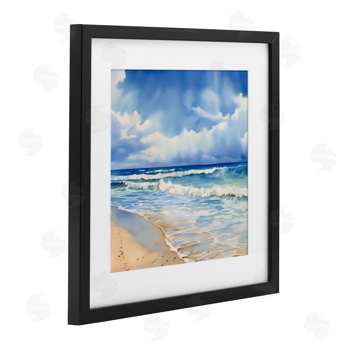LSR Design Studio Cloudy Atmosphere Coast Black Framed Print Under Glass Art