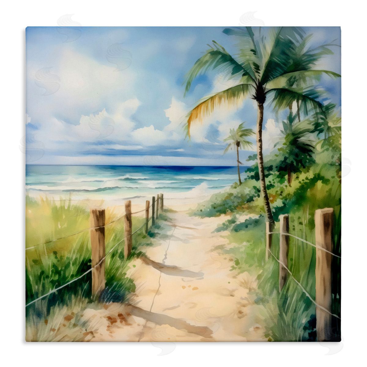 LSR Design Studio Blurred Palm Tree Beach Canvas Wall Art Print