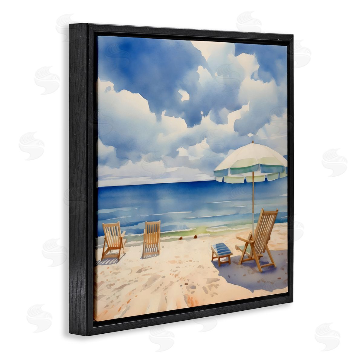 LSR Design Studio Place To Relax Beach View Black Floating Frame Canvas Wall Art Print
