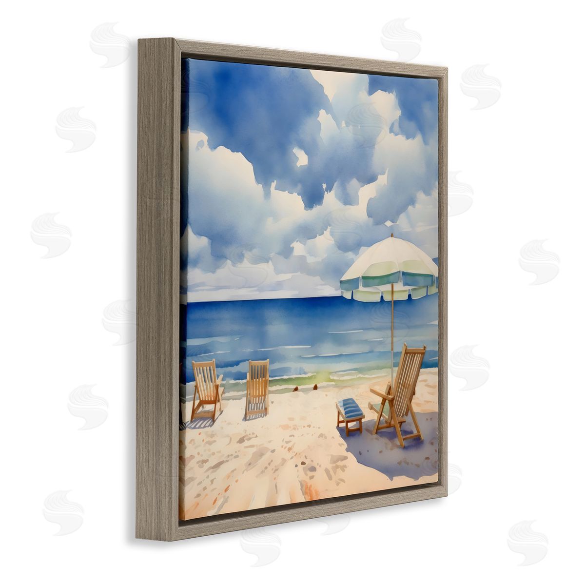 LSR Design Studio Place To Relax Beach View Brown Floating Frame Canvas Art Print
