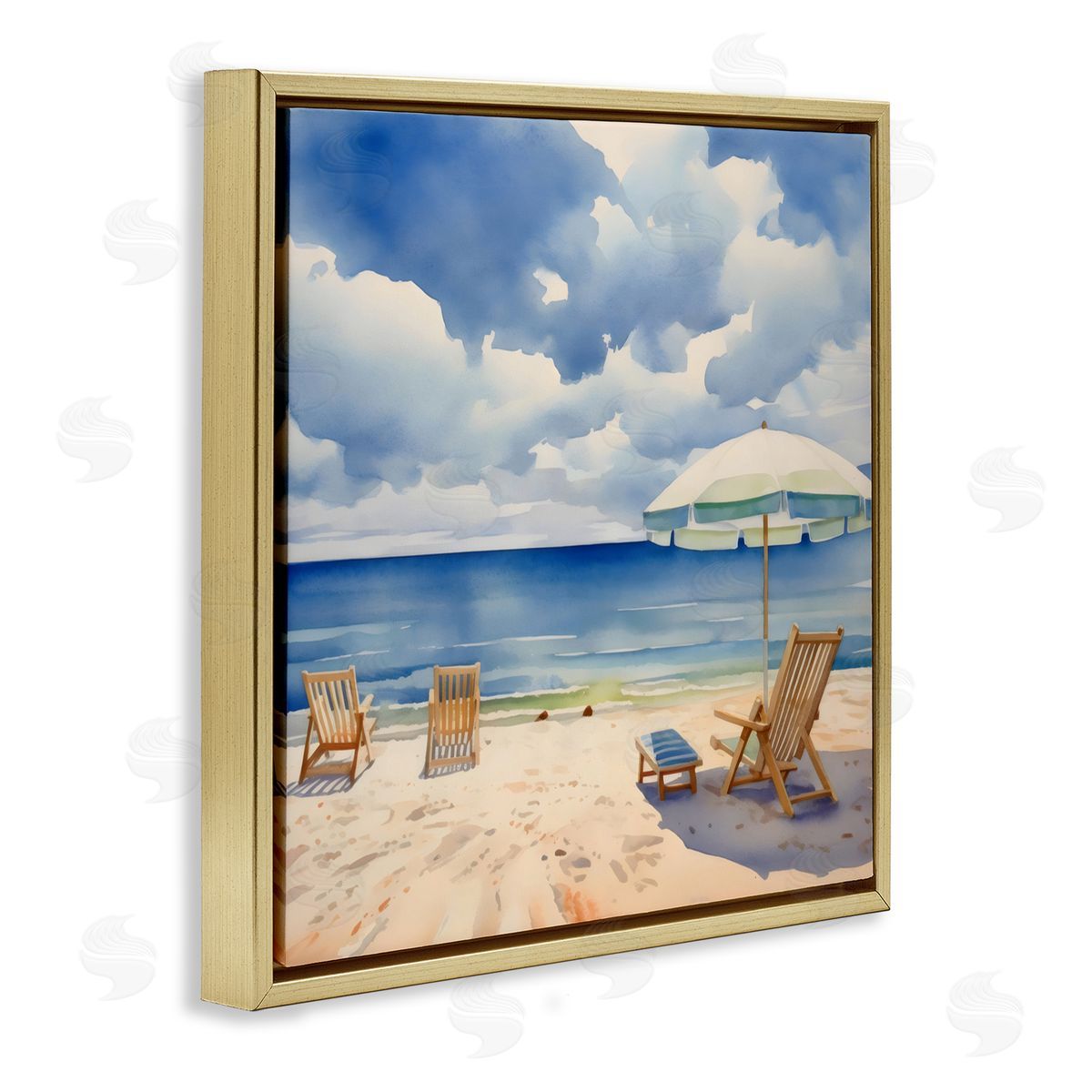 LSR Design Studio Place To Relax Beach View Gold Floating Frame Canvas Art Print