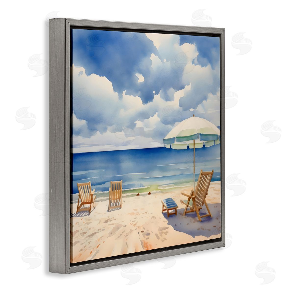 LSR Design Studio Place To Relax Beach View Gray Floating Frame Canvas Art Print