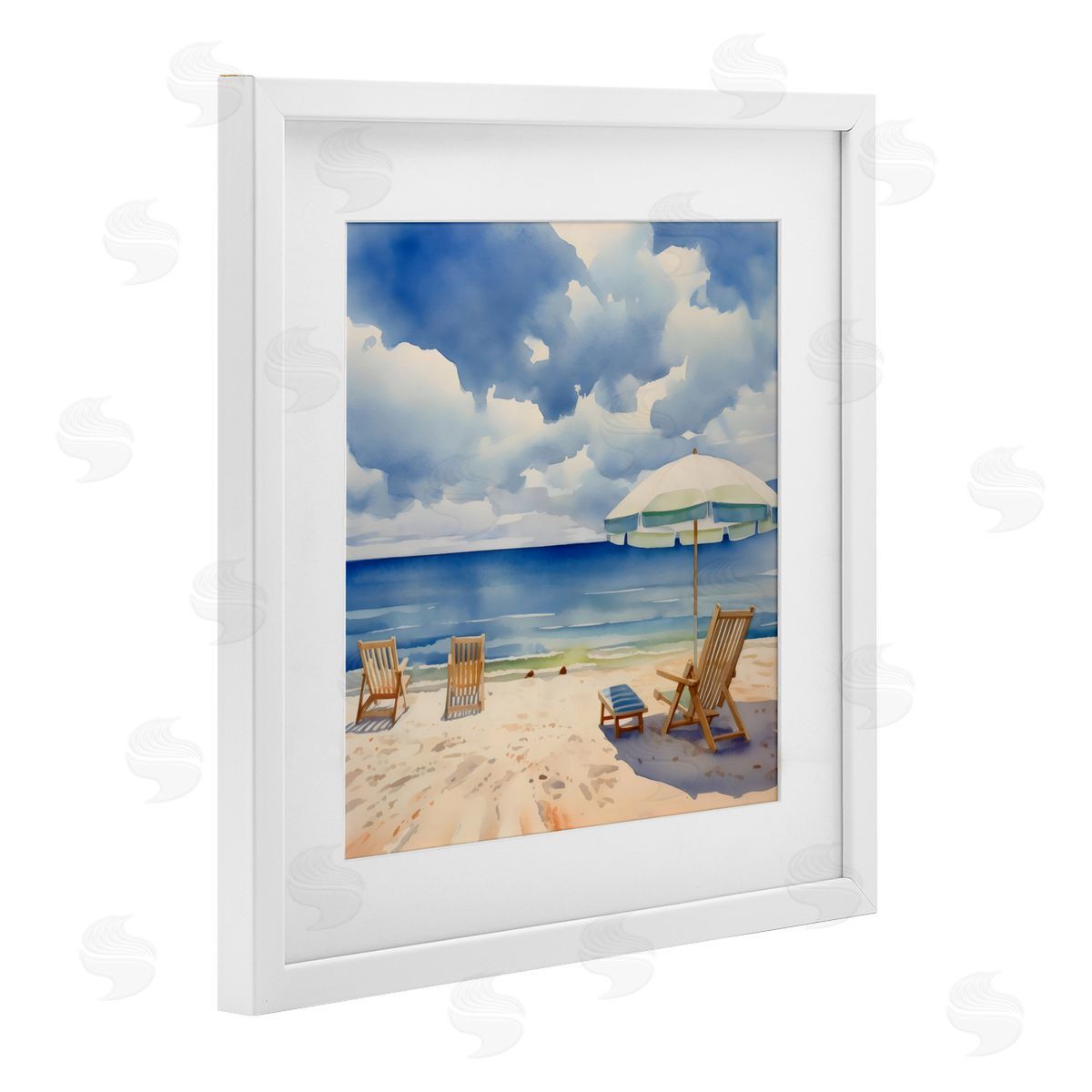 LSR Design Studio Place To Relax Beach View White Framed Print Under Glass Art