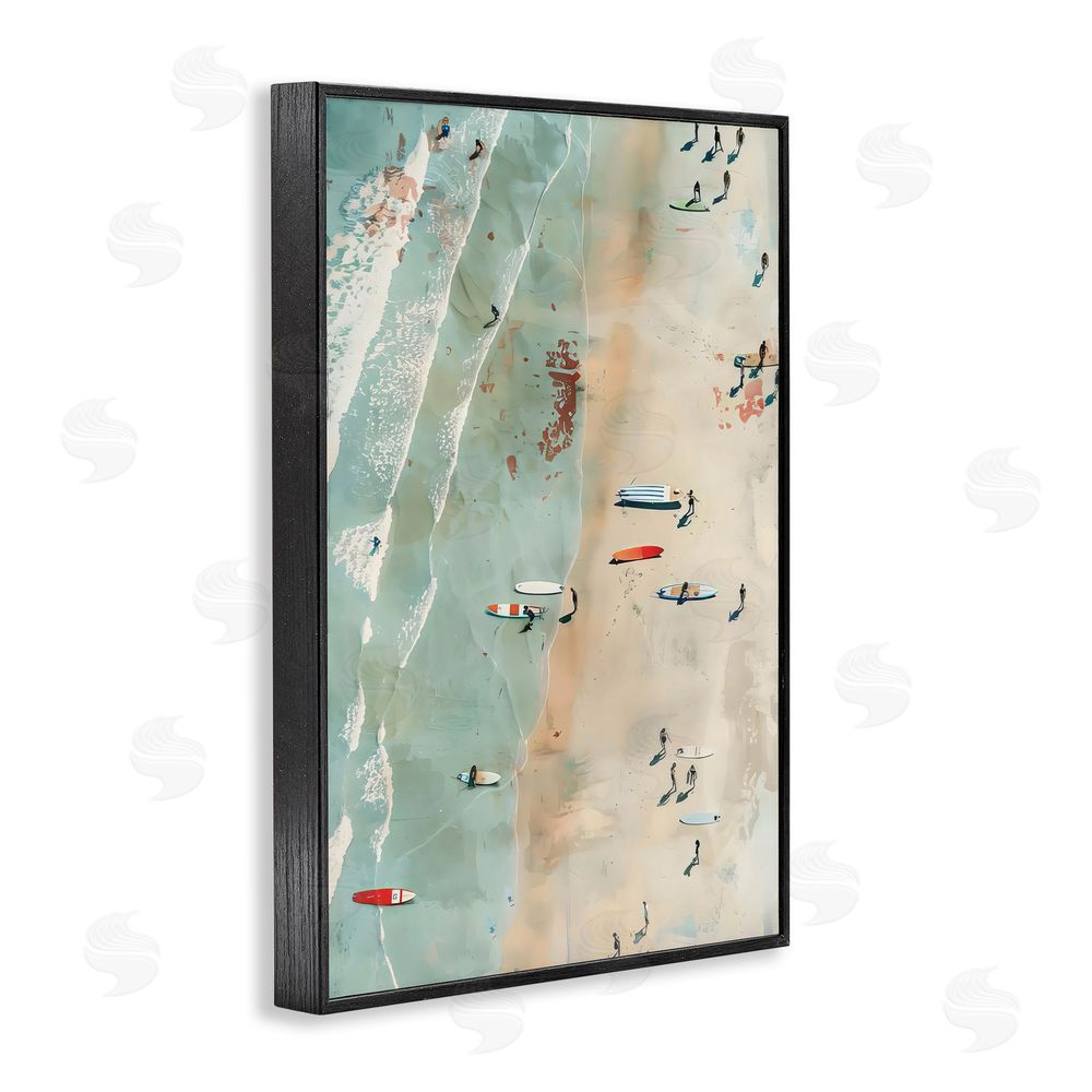LSR Design Studio Scattered Surf Board Beach Black Framed Giclee Art Print